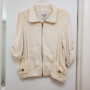 American Rag Santa Monica Egret Laced Jacket Large